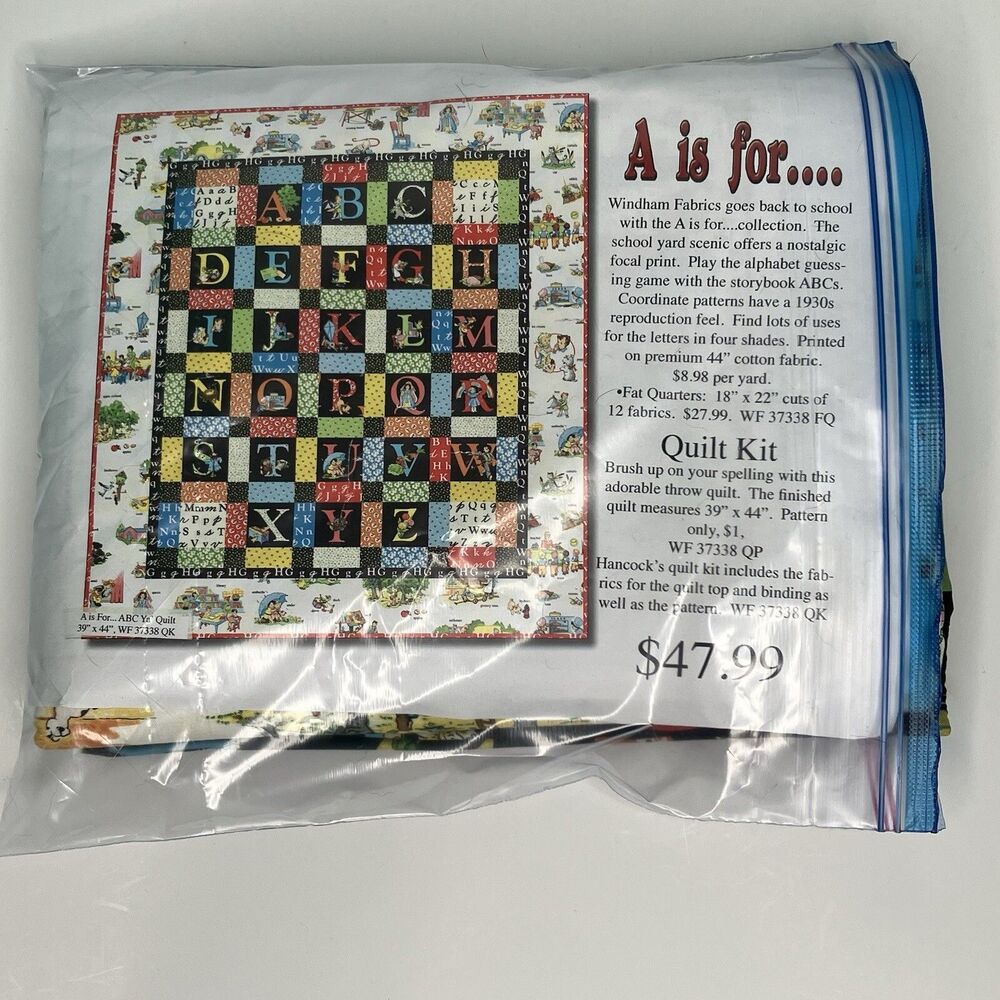 Windham Fabrics A Is For … Quilt Kit 39”x44” New Open Package Alphabet Rare